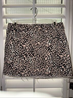Express Leopard Print Mini Skirt